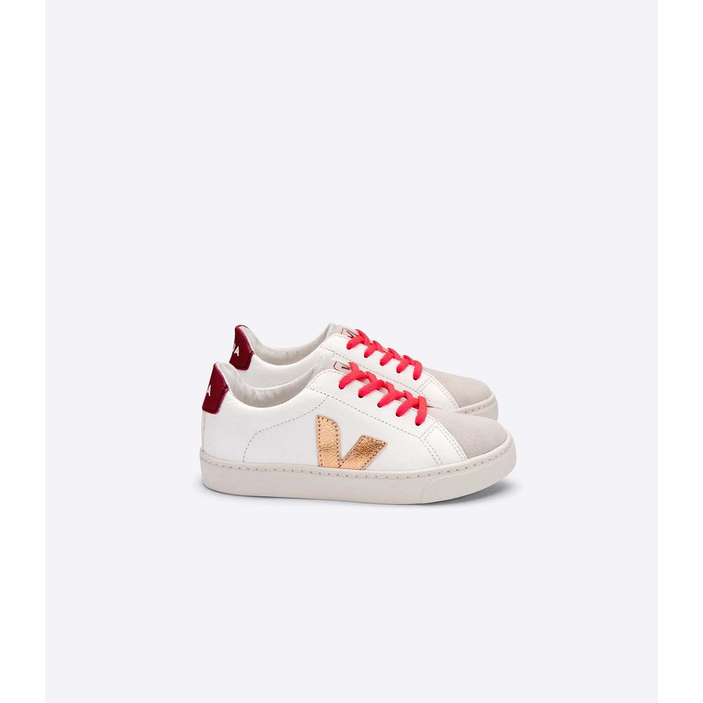 Veja ESPLAR LEATHER Kids\' Sneakers Gold/Red/White | NZ 810OKI